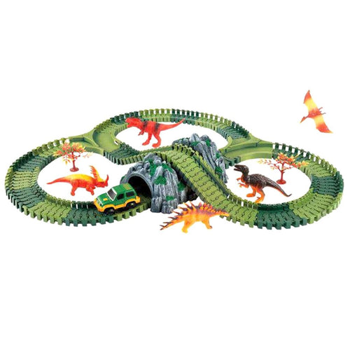 157Pcs Diy Assembly Car Track Dinosaur Model