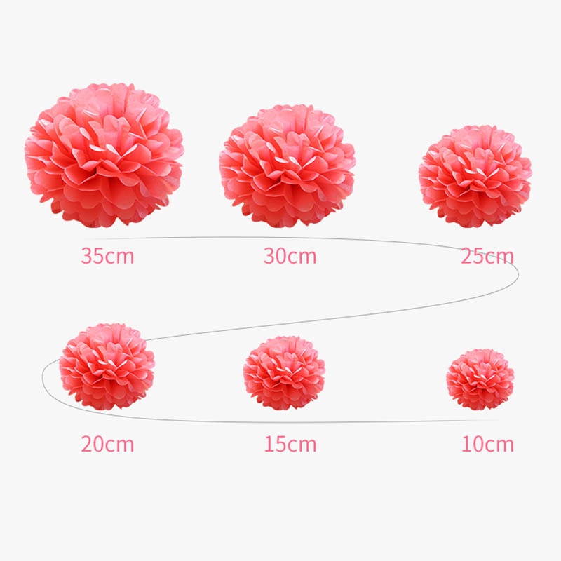 Artificial Tissue Paper Flower Balls Pompom Diy Craft Paper - Combo 5 Units