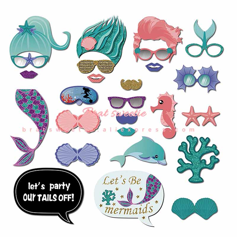 Mermaid Photobooth Props Kit Little 26Pcs/Units/Set - Combo 5 Units