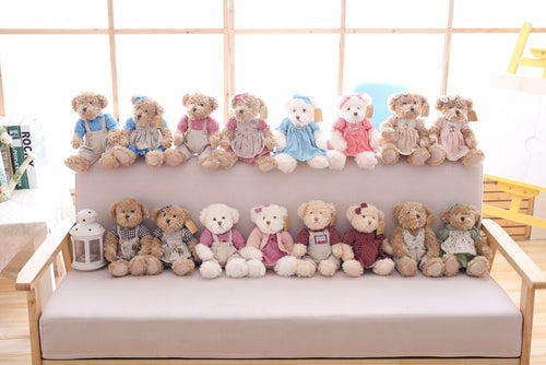 2 Pcs Pair Lovely Mini Couple Teddy Bear With Cloth Plush Toys