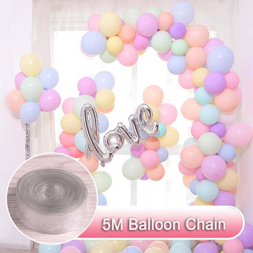 5M Plastic Balloon Chain Pvc Rubber Wedding Birthday Balloons - Combo 5 Units
