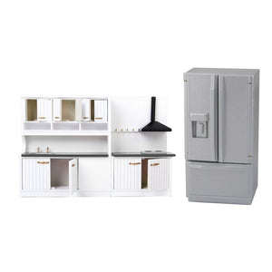 1.12 Scale Dollhouse Furniture Set Wooden Kitchen Fridge Cabinet Model