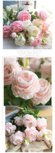 Load image into Gallery viewer, 3 Heads Silk Peony Branch Artificial Flowers - Combo 5 Units