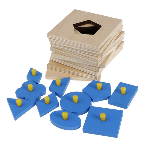 10Pcs Set Wooden Geometric Puzzle Matching Game