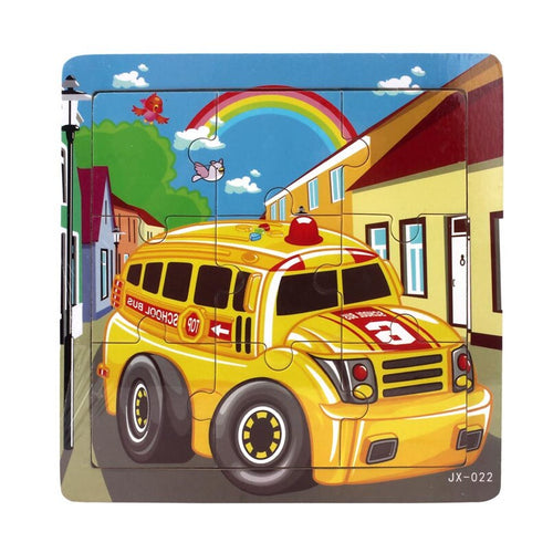 Education Toy Wooden Cartoon Car Jigsaw Toys Je14 - Combo 5 Units