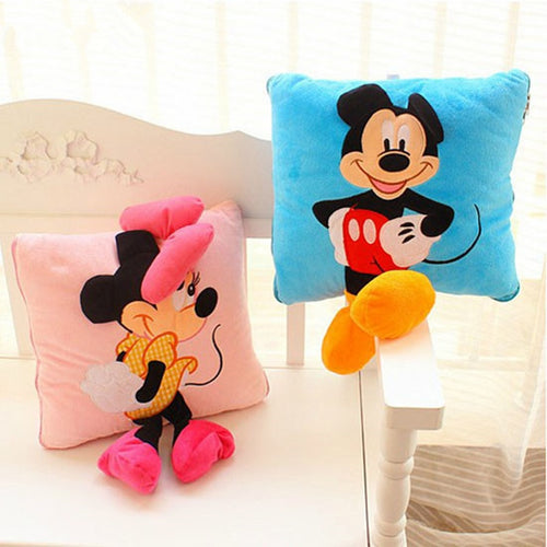 Combo 2 Creative 3D Mickey Mouse And Minnie Mouse Plush Pillow