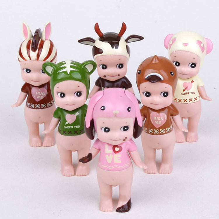 Sonny Angel Mini Pvc Doll Action Figure Farm Animal Toy Chocolate - Combo 6Pcs