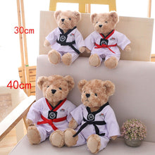 Load image into Gallery viewer, 30-40 Cm Soft Tae Kwon Do Bear With Black &amp; Red Band Uniform