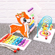 Load image into Gallery viewer, 3 In 1 Wooden Educational Toy Bead Labyrinth Deer Abacus Xylophone