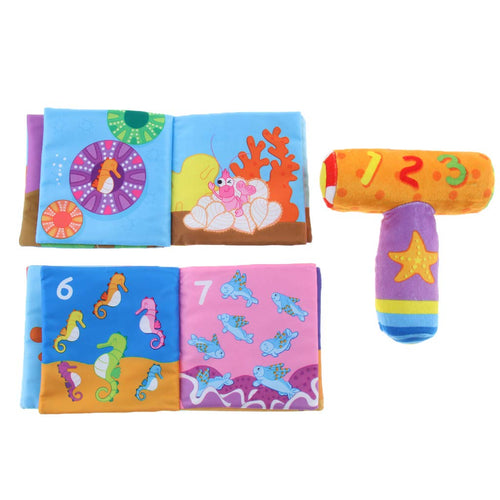 2Pcs Soft Baby Cloth Books With Hammer