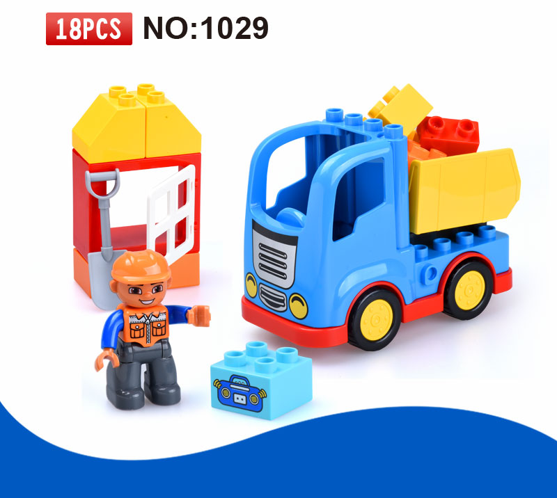 18Pcs City Big Size Building Blocks Engineering Construction Large Diy Bricks Toys