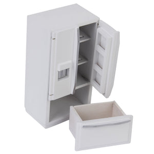 1.12 Scale Dollhouse Furniture Wooden Kitchen Cabinet Fridge