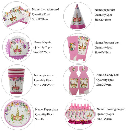 Unicorn Party Unicornio Happy Birthday Banner - Combo 5 Units