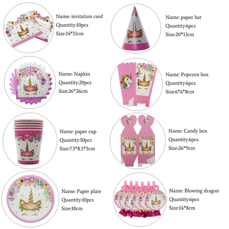 Unicorn Party Unicornio Happy Birthday Banner - Combo 5 Units