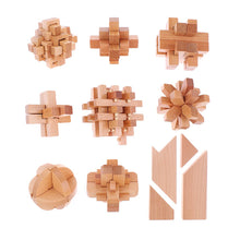 Load image into Gallery viewer, 10Pcs Wood Puzzle Locks Kong Ming Locks Iq Test