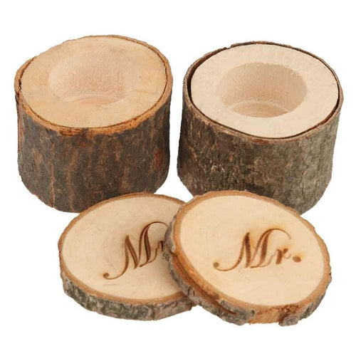 2Pcs/Units Set Mr Mrs Wooden Printed Wedding Ring Box - Combo 3 Units