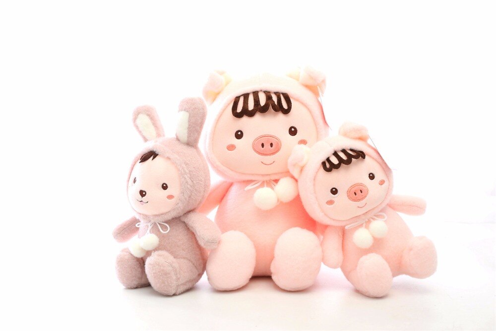 1Pc Kawaii Pink Pig & Rabbit Stuffed Plush Doll
