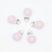 Load image into Gallery viewer, Metal Resin Baby Pacifier Clips Sun Flower - Combo 5 Units
