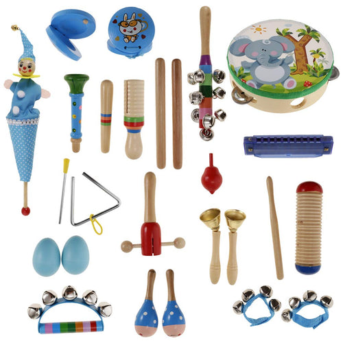 22 Pcs Musical Instruments Set Wooden Rattle