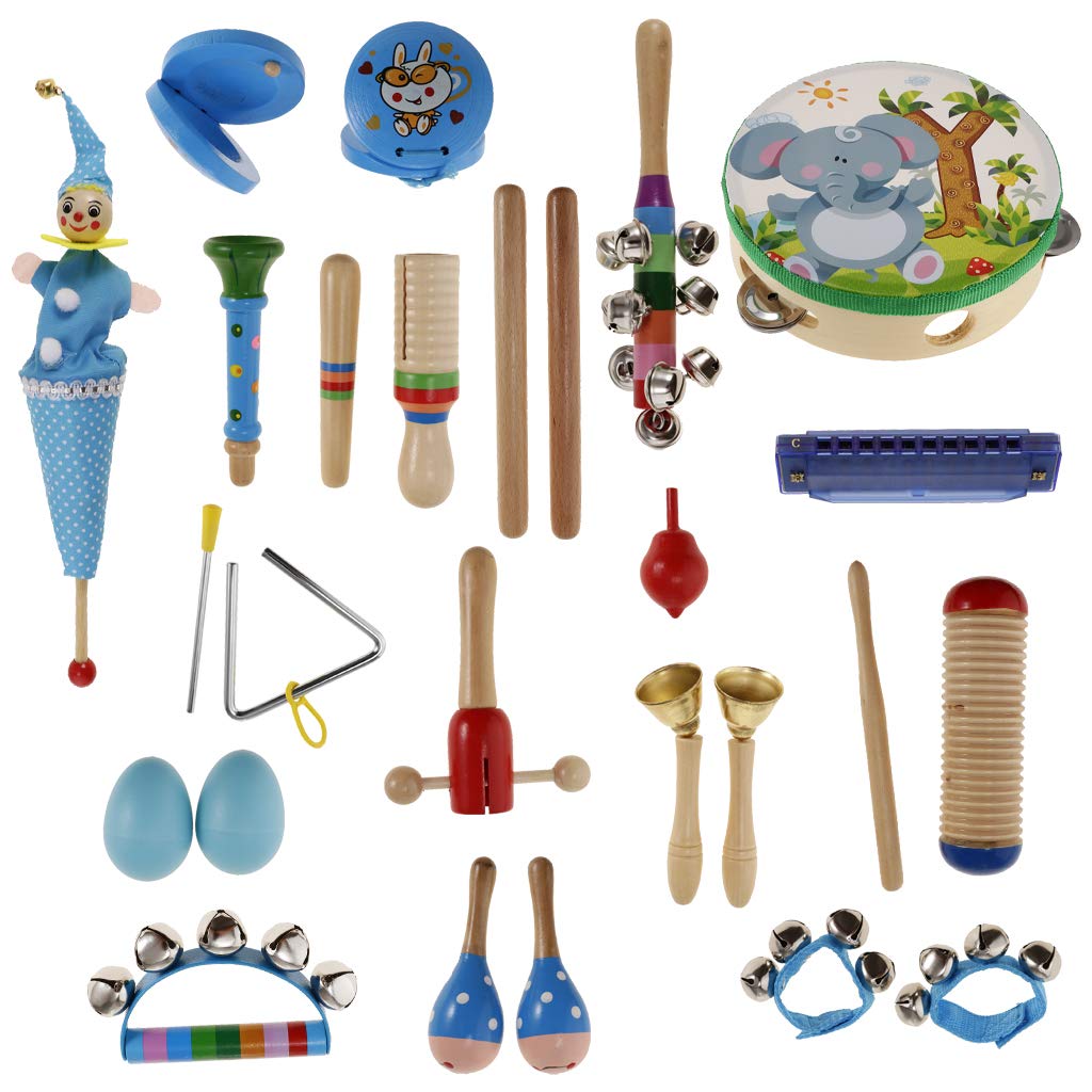 22 Pcs Musical Instruments Set Wooden Rattle