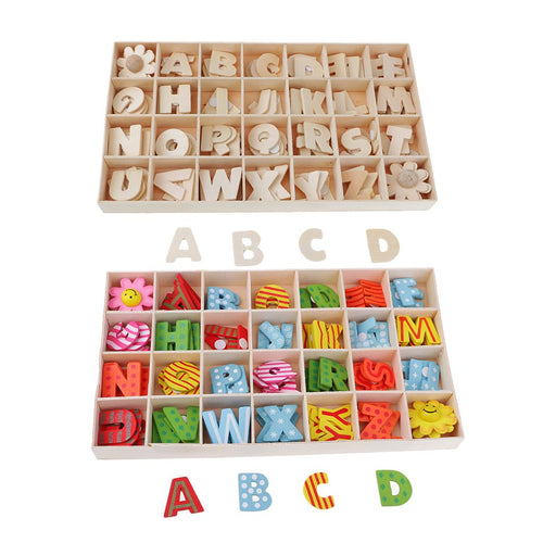 224Pcs Wooden English Letter Alphabet Cards Color Shape