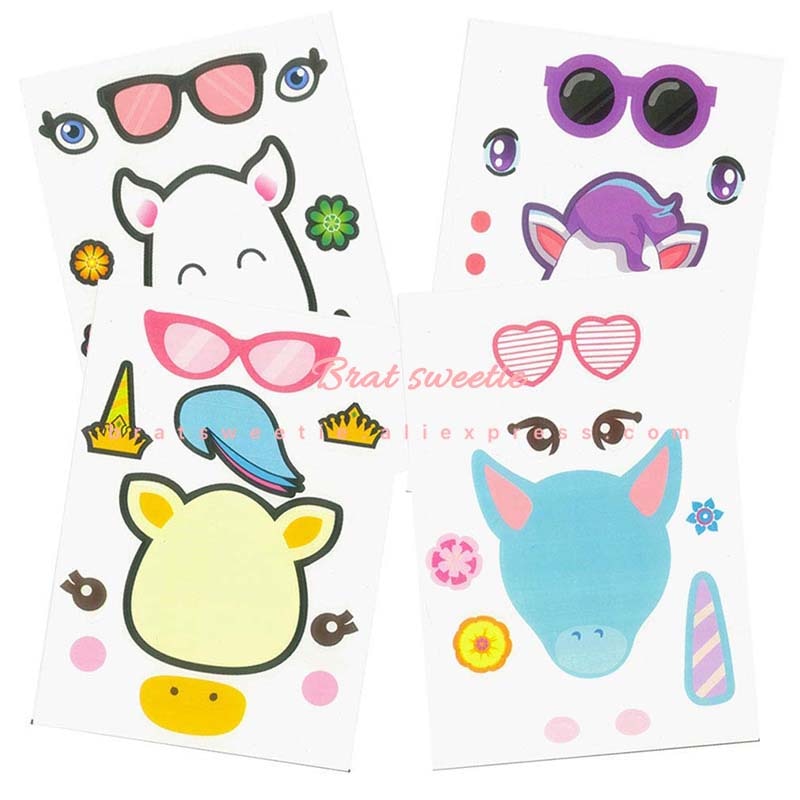 24Pcs/Unit Diy Unicorn Party Favors Make A Unicorn Stickers - Combo 5 Units