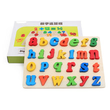 Load image into Gallery viewer, 3 Types 1 Set Colourful Wooden Alphanumeric Alphabet Jigsaw Puzzle