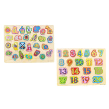 Load image into Gallery viewer, 2Pcs Wooden Number Letter Blocks Puzzle