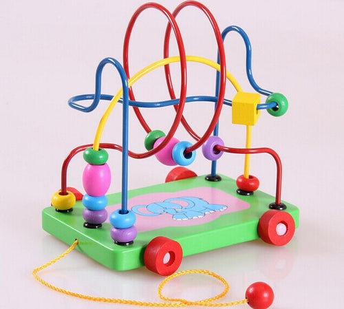 1 Set Wooden Montessori Toys Counting Circles Bead Abacus Wire Color Roller Maze
