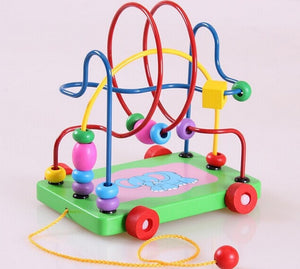 1 Set Wooden Montessori Toys Counting Circles Bead Abacus Wire Color Roller Maze