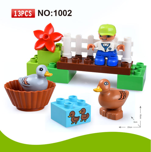 13Pcs Large Blocks Animals Farm With Ducks Building Blocks Set Kids