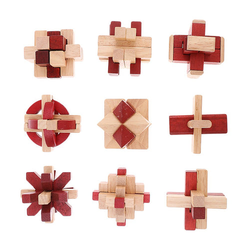 10Pcs Iq Test Lock Wood Kong Ming Locks Puzzle