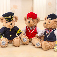 Load image into Gallery viewer, 25-30 Cm Soft Pilot Cabin Crew Bear With Uniform Plush