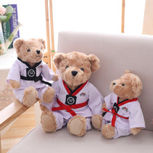 Load image into Gallery viewer, 30-40 Cm Soft Tae Kwon Do Bear With Black &amp; Red Band Uniform
