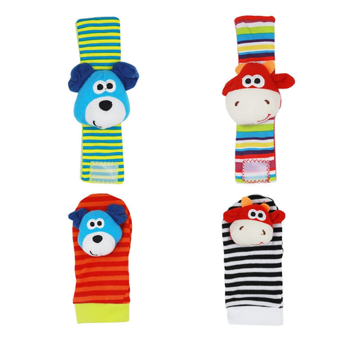 Sozzy Lovely Cartoon Zebra New Baby Infant Soft Socks Wrist Rattle Set - Combo 5 Units
