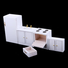 Load image into Gallery viewer, 1.12 Scale Dollhouse Kitchen Furniture Wooden Refrigerator Sink Cabinets Model