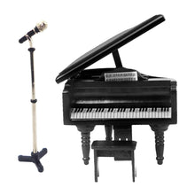 Load image into Gallery viewer, 1.12 Scale Dollhouse Furniture Wooden Piano Set Alloy Microphone With Stand Miniature