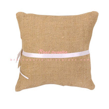 Load image into Gallery viewer, Vintage Burlap Wedding Lace Bowknot Ring Bearer Pillow - Combo 5 Units
