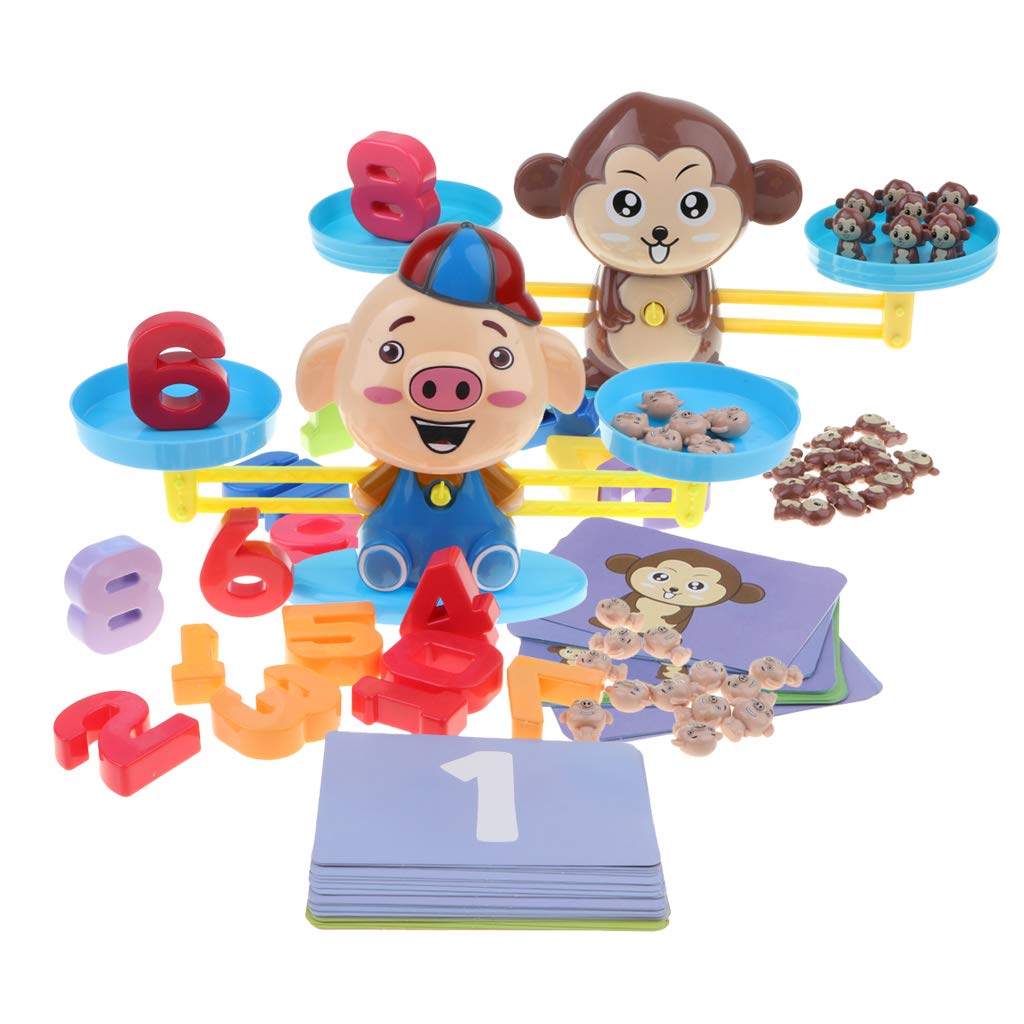 2Pcs Montessori Material Monkey Pig Balance Counting Game