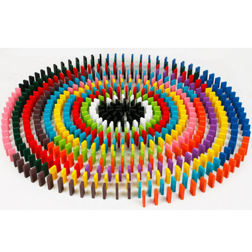 120Pcs Set Children Color Sort Rainbow Wood Domino Blocks