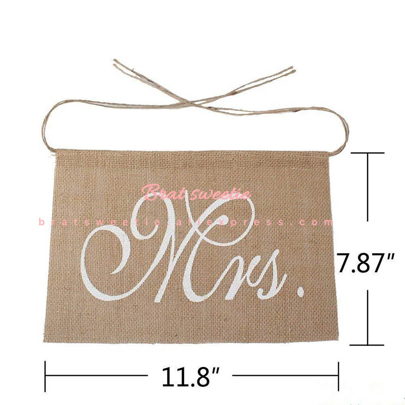 Mr. & Mrs Burlap Chair Banner Set Bride Groom Chair - Combo 5 Units