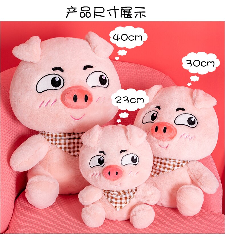 23-30-40 Cm Soft Pink Funny Pig Plush Toy