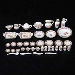 1.12 Scale Dollhouse Furniture Table Chair Dishes Tableware