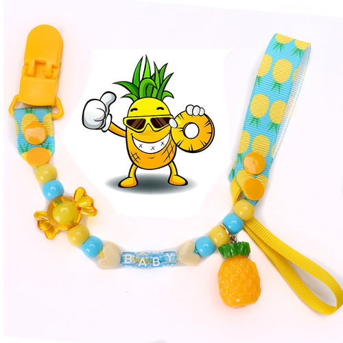 Combo 5 Units - New Baby Pacifier Fruit Cartoon Clip Chain Ribbon