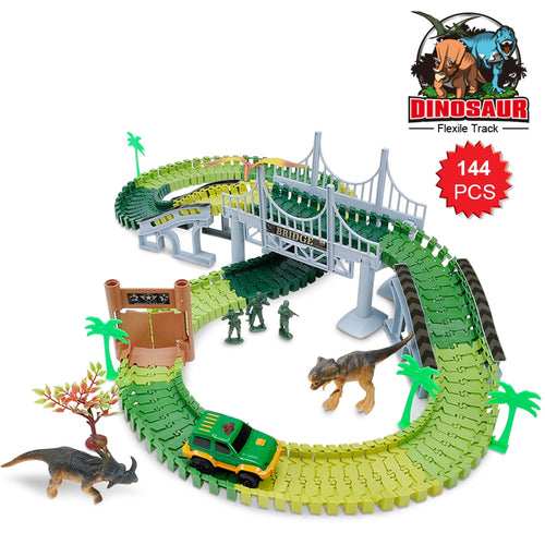 144Pcs Military Model Diy Assembling Dinosaur Track Car Toys Plastic