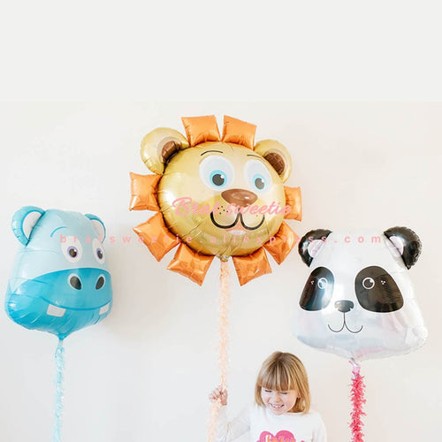 Jungle Party Balloons Giant Zoo Tiger Monkey Panda Zebra Animal Balloons - Combo 5 Units