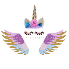 Load image into Gallery viewer, 14Cm Gold Pink Unicorn Party Horns Cake Topper - Combo 5 Units