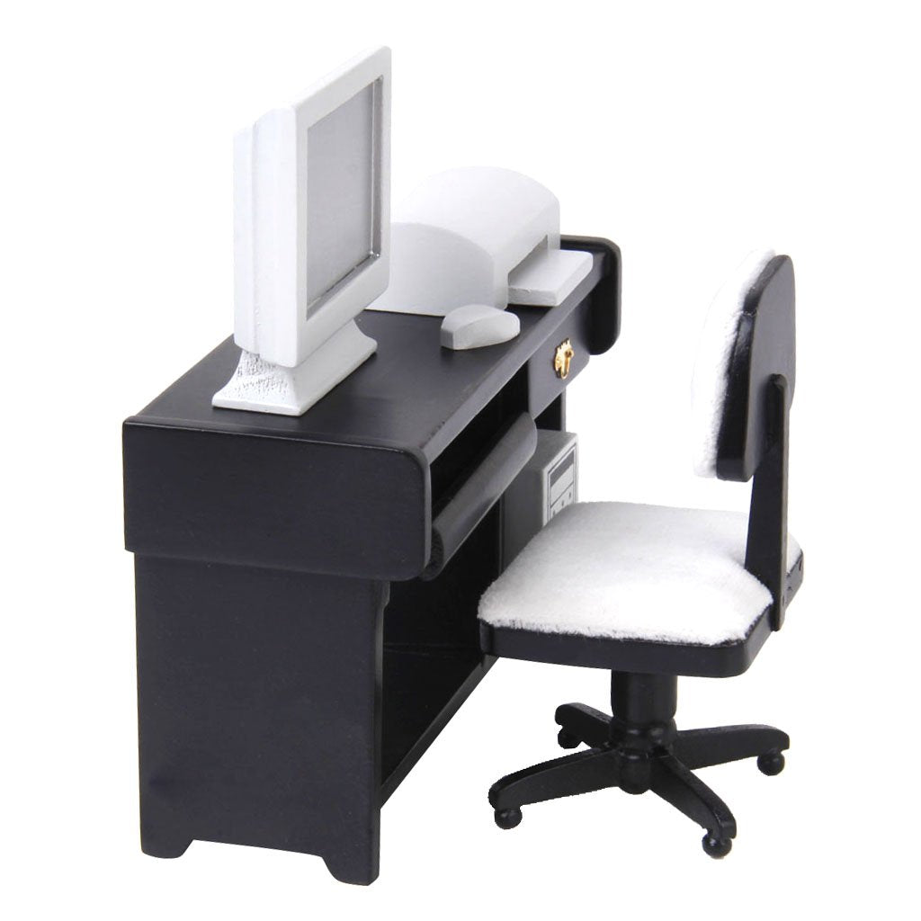 1.12 Miniature Computer Desk Chair Printer Doll House