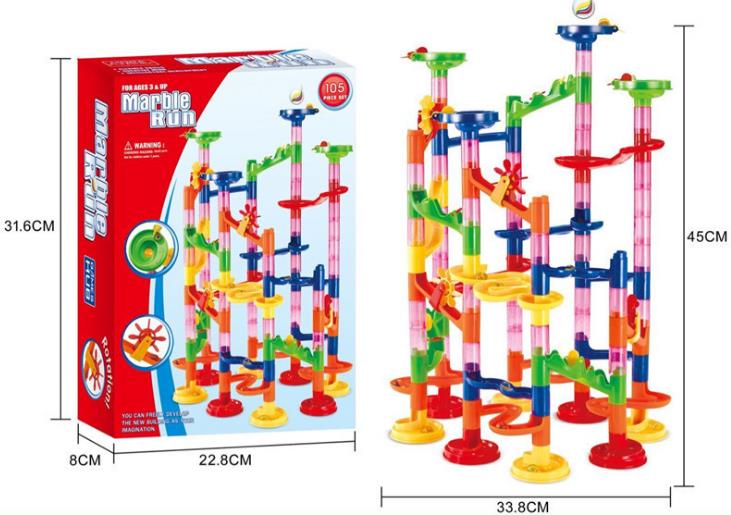 105 Pcs Diy Construction Marble Race Run Maze Balls