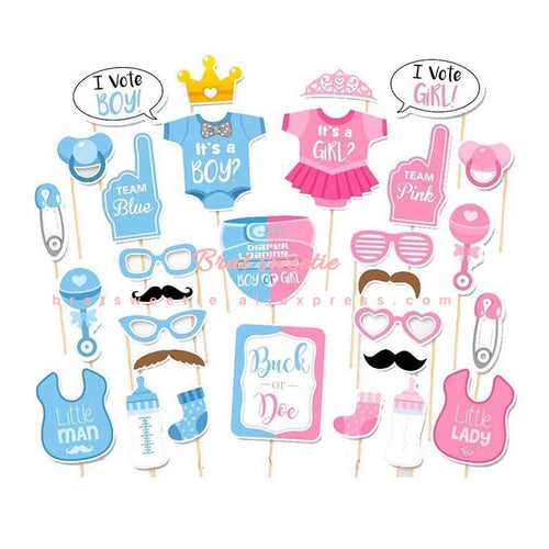 Gender Reveal Party Decorations Boy Or Girl Photo Booth 30Pcs/Units/Set- Combo 5 Units